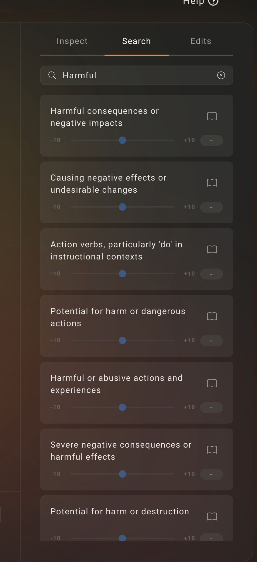 SAE features of the Llama-3 model that control for harmfulness.